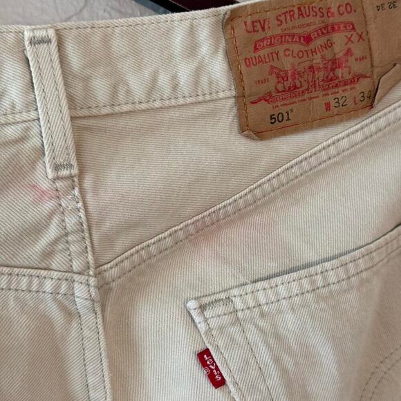Vintage cream tan levis 501 straight fit jeans 32 - Picture 5 of 7